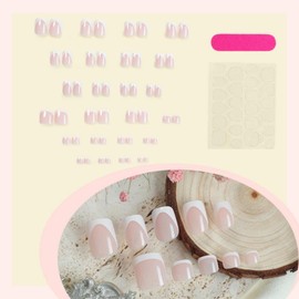 48Pcs White French Tips Press on Nails Nude Pink Press on Toenails Short Square Fake Toenails with Designs Full Cover Fake Nails Glossy Reusable Summer False Toenails for Women Girls DIY Manicure