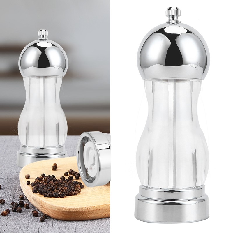 Salt Pepper Grinder Manual Seasoning Mill Shaker Round Acrylic Spice