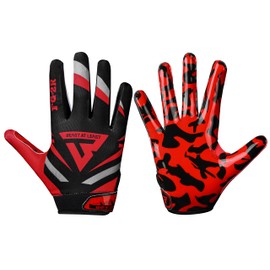 Beast AT Least Youth Football Gloves, Sticky Wide Receiver Gloves for Kids & Adults, Enhanced Silicone Grip for Flag Football Men Women (Red, Youth XL/Adult M)
