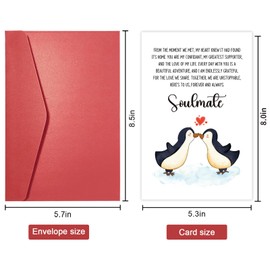 Bablira Romantic Penguin Valentines Day Card, Sweet Love Card To My Soulmate, Sentimental Wedding Anniversary Card for Husband Wife, Poem Anniversary Card