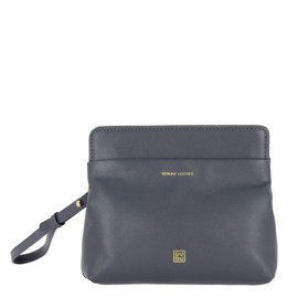 DUDU Wristlet Bag Clutch Handbag for Women in Soft Real Leather with Detachable Strap and Magnetic Closure Gray