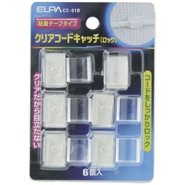 ELPA CC-01B Clear Cord Catch, 6 Pieces, Wiring and Cable Bundle, Lock