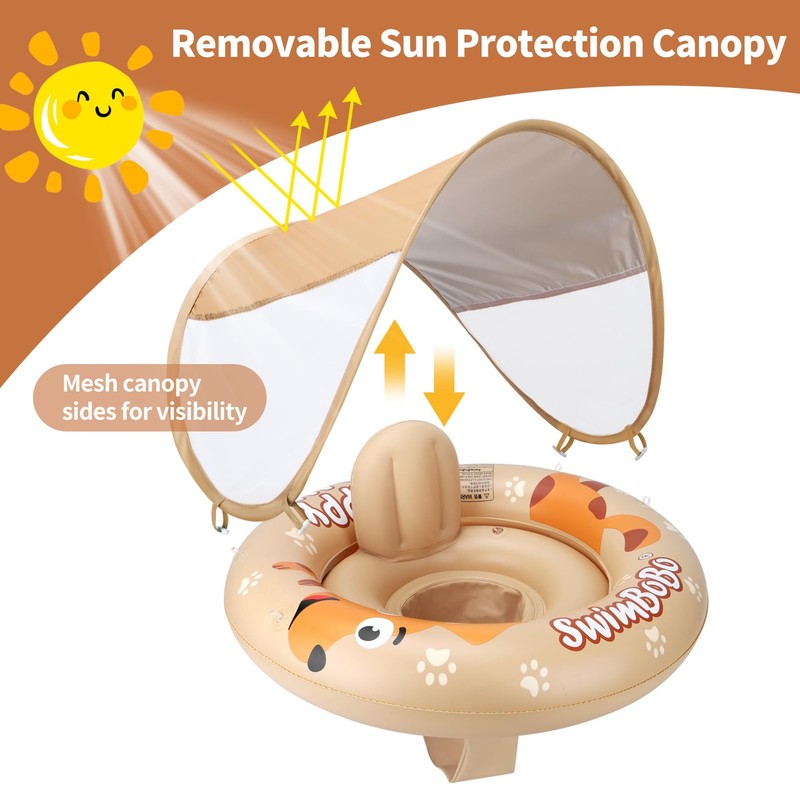 Swimbobo Inflatable Baby Swimming Float with Safe Seat and Canopy