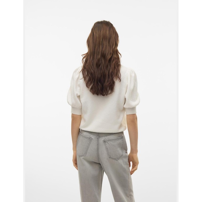 VERO MODA Women's Vmdoffy 2/4 O-Neck Pullover Ga Noos, Snow
