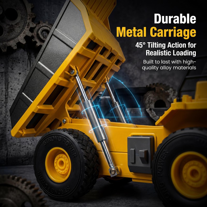 Remote Control Dump Truck for Kids Adults with 4 Battiries