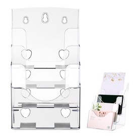 SEWACC Acrylic Brochure Holder, 4 Tier Clear Flyer Holder Clear Brochure Display Stand Acrylic File Holder Magazine Desktop Rack