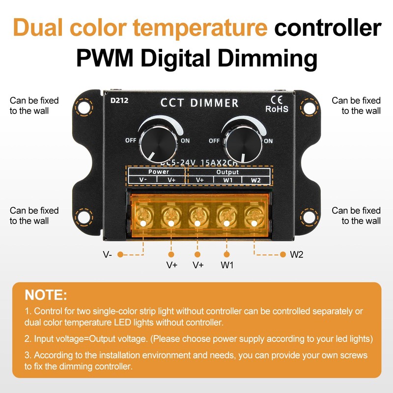 RGBZONE Single Channel LED Dimmer, DC 5V/12V/24V 30A PWM Dimming