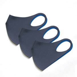 maskfactory COOL (MIPAN aqua-X) + aerosilver, Reusable, Breathable Color Face Mask (3 Pack) (Medium, Dark Gray / Blue)