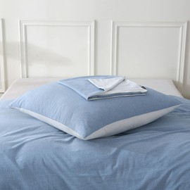 SOULFUL 2-Piece Pillowcase Set with Zip, Cotton, Texture Similar to Stonewashed Linen, OEKO-TEX Certified, Soft and Comfortable, 40 x 80 cm, Haiya Blue