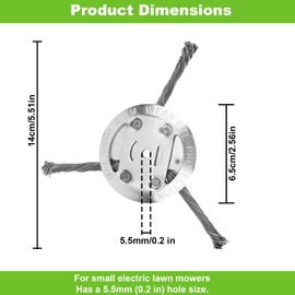 2pcs Steel Grass Eater Trimmer Head, 6 Inch Unbreakable Wire Brush Head Replacement Easy to Use Outdoor Power Tools for Lawn Mower (3 Blades)