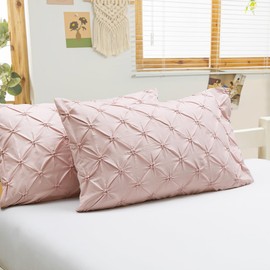 Vaulia Lightweight Microfiber Decorative Pillow Shams, Pinch Pleat Design Standard Size 20"x 26", Dusty Pink Color 2 Pack