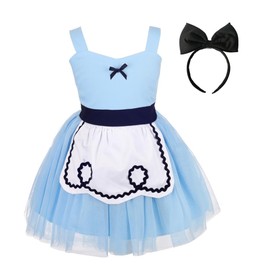Dressy Daisy Wonderland Princess Costume Summer Tulle Dress with Hair Hoop for Little Girls Size 6