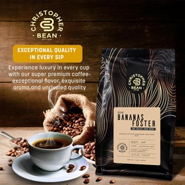 Christopher Bean Coffee - Certified Kosher - Decaf Ground Universal Drip Bananas Foster Flavored Coffee | coffee beans with Medium Roast 100% Arabica, No Sugar, No Fats, Non-GMO | 10-Ounce Bag