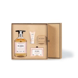 Fer à Cheval Luxurious Tender Rose Gift Set | Pure Olive Oil Soap 100g/3.53oz, French Hand Cream 30ml/1.01Fl Oz, Moisturizing Bar Soap 125g/4.41oz, Liquid Marseille Soap 500ml/16.9 Fl Oz