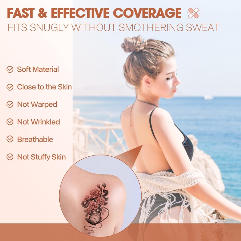 BUCICE 10Pcs Waterproof Tattoo Cover Patch - Ultra-Thin Second Skin