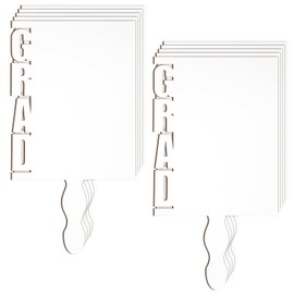 Anglechic 12 Pcs Sublimation Graduation Fans Blank 2025 DIY Hand Paddle Fan Wood Photo Frame for Graduation Class School Sports Competitions Wedding Party Memorial(Grad,11.8 x 7.9 Inches)