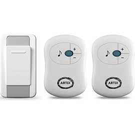 Artix Wireless Doorbell Waterproof, Operates at 100 Meters, Features 36 Chimes & Adjustable Volume, 2 Receivers & 1 Remote Push Button Transmitter