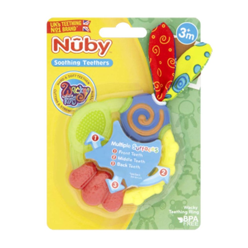 Nuby Wacky Teething Ring, Multicolor (Pack of 16)