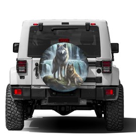 Foruidea 3D Printed Wolf Spare Tire Cover Dust-Proof Wheel Tire Cover Fit Trailer, RV, SUV and Many Vehicle 15 Inch