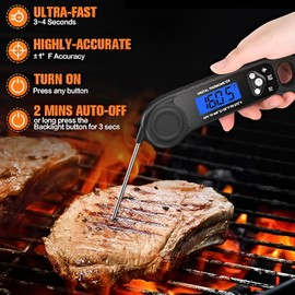 AMMZO Meat Thermometer Digital, Instant Read Food Thermometer for Cooking Deep Fry BBQ Oven Grill Smoker Roast and Candy Thermometer, Camping & Kitchen Essentials, Gifts for Men Women