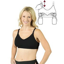 Seamless Pump&Nurse Nursing and Hands-Free Pumping Bra - Black, L
