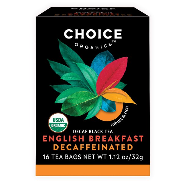 Choice Organics - Organic Decaffeinated English Breakfast Tea (6 Pack) - Fair Trade - Compostable - 96 Organic Black Tea Bags
