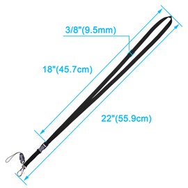 [Wisdompro] ネックストラップ 首かけ 平紐 落下・紛失防止 携帯/スマホ・名札・USBメモリ・キー・マスコット・ホイッスル・笛用 バックル式 着脱機能 カニカン・松葉付き 【10本組 ブラック】