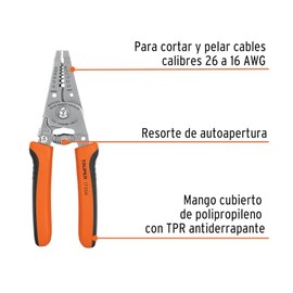 Truper PE-CA-6, Pinza pelacables en acero al carbono, 6, 6 medidas                                                                                    