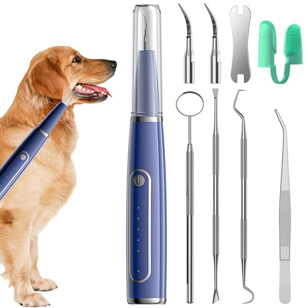 Sunlary Ultrasonic Tartar Remover, 5 Cleaning Modes, Tartar Remover, Dog Teeth Cleaning, Tooth Cleaner Fights Tartar Set, Bad Breath & Gum Disease, for People/Dog/Cats