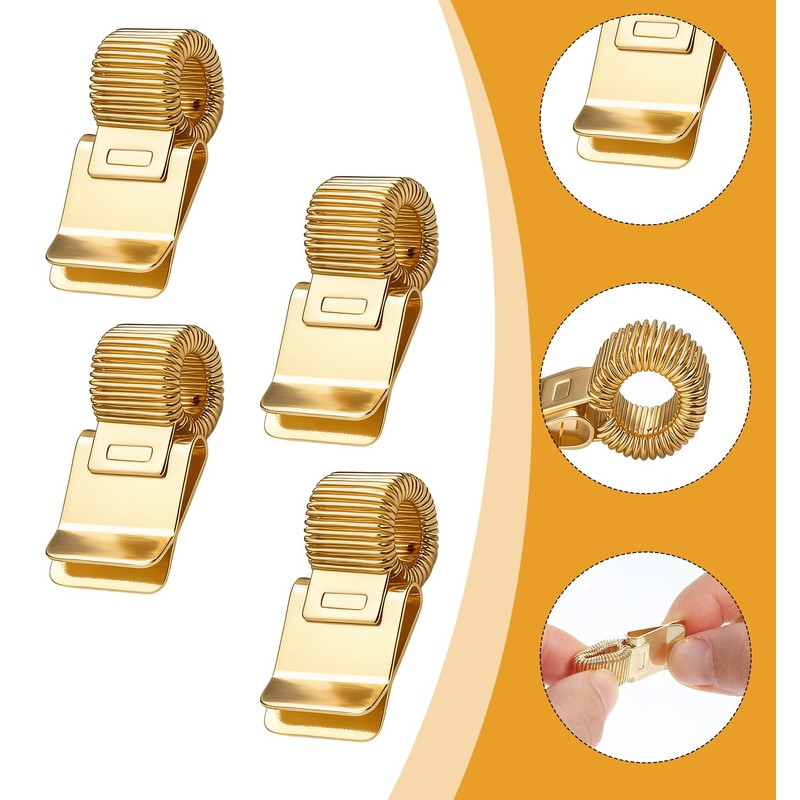4 Pcs Notebook Pen Holder, Gold Adjustable Pen Clip Holder