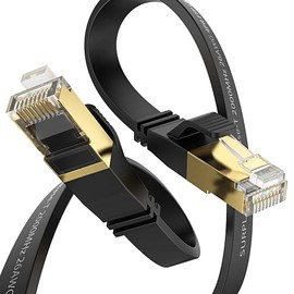 Cable Ethernet Cat8 de 3 pies y 5 unidades, color negro, 40 Gbps-2000 MHz, cable de conexión de red de Internet, RJ45 chapado en oro de alta velocidad, doble blindado con cable de tierra y atadura de