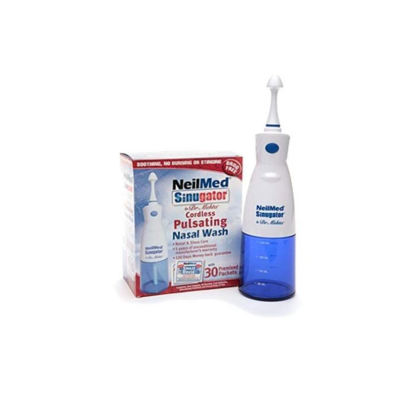 NeilMed Sinugator Cordless Pulsating Nasal Wash with 30 Premixed Packets