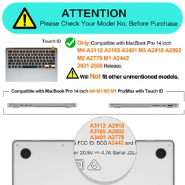 MOSISO Case Compatible with MacBook Pro 14 Inch M4 M3 M2 M1 Pro Max 2025 2024 2023 2022 2021 A3112 A3185 A3401 A2918 A2992 A2779 A2442 Touch ID, Plastic Hard Case Protective Hard Case Cover Hard