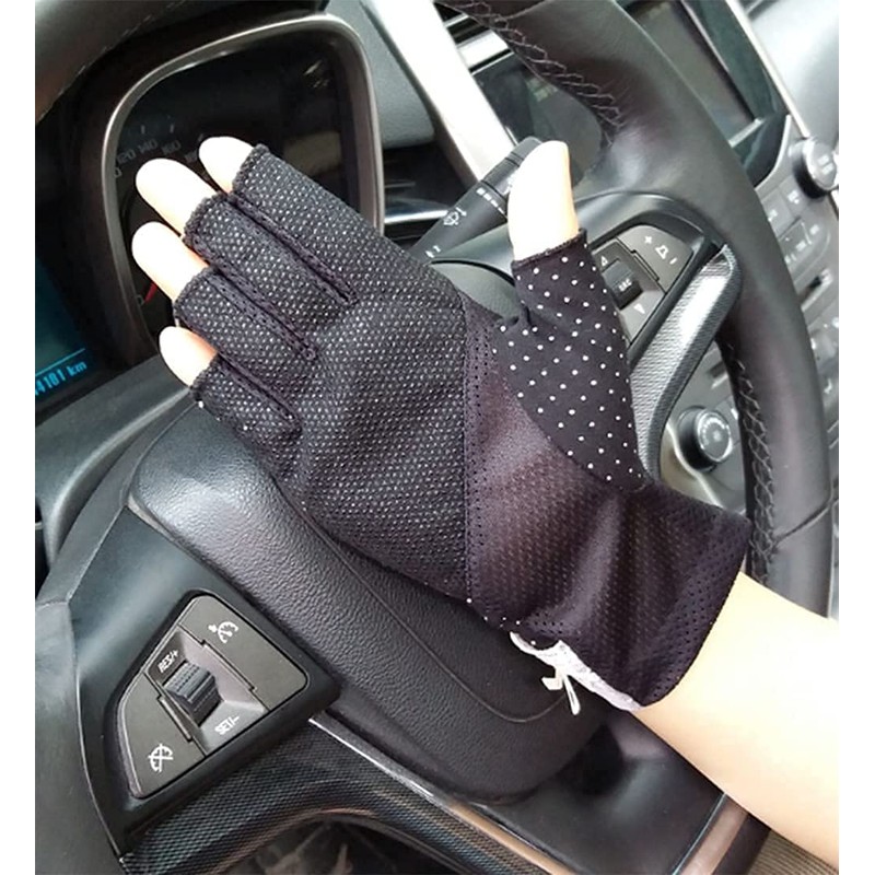 AfinderJP Fingerless Gloves, Women's, Short Gloves, UV Protection, Thin, Breathable,