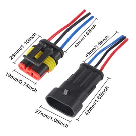 AITRIP 10 PACK 3 Pin Way Waterproof Electrical Wire Connector Plug Automotive Wire Connectors Plug with Wire AWG Marine for car Truck, Boat