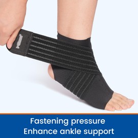 Willcom Elastic Ankle Support Brace - Lightweight Compression Sleeve with Adjustable Strap for Plantar Fasciitis, Achilles Tendonitis, Sprained, Sports Bandage Sock for Men & Women (Reg)