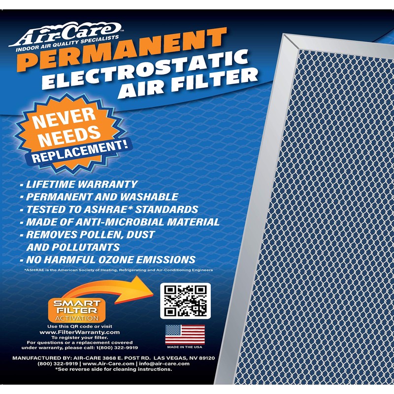 Air-Care16x24x1 Silver Electrostatic Washable A/C Furnace Air Filter - Never