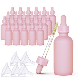 seafulee 24 Pack 2 oz Pink Coated Glass Dropper Bottles (60ML) with Glass Eye Dropper, UV Safe Bottles for Essential Oils and Aromatherapy …