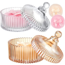 Tioncy 4 Pcs Large Body Powder Puff and Container Body Powder Container with Puff Extra Large Body Powder Puff Dish Soft Washable Reusable Large Fluffy Powder Puff Wet Dry Makeup