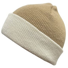 FORTREE Winter Beanie Hat for Women Men Warm Knit Skull Cap(Khaki and White)