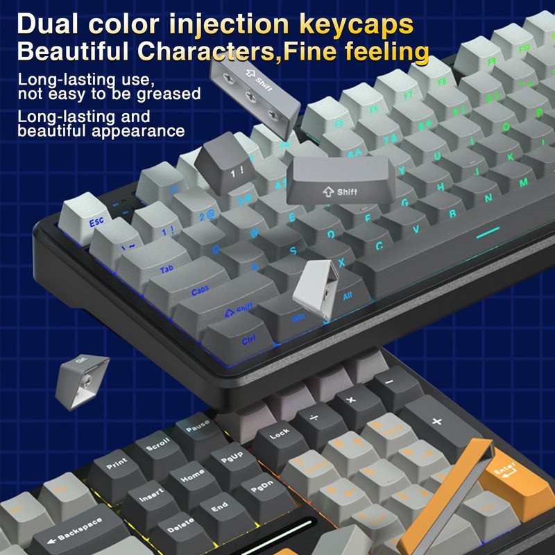 AULA F108 Wireless Mechanical Keyboard, Full Size Gaming Keyboard with