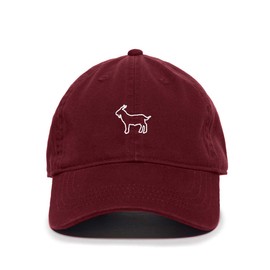 Tech Design Goat Baseball Cap Embroidered Cotton Adjustable Dad Hat Burgundy
