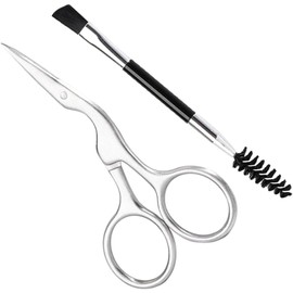 VILLCASE Set de Tijeras para Cejas y Cepillo y Peine para Cejas de Acero Inoxidable y Nylon Herramientas para Recortar Uso Diario y Cómodo para Mujeres y Hombres