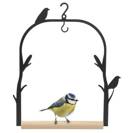 moses. Leaf & Blossom Bird Swing Feeder - 2-in-1 Bird Swing and Feeder, Made of Wood and Metal, for Garden, Balcony, Patio, in a Gift Box