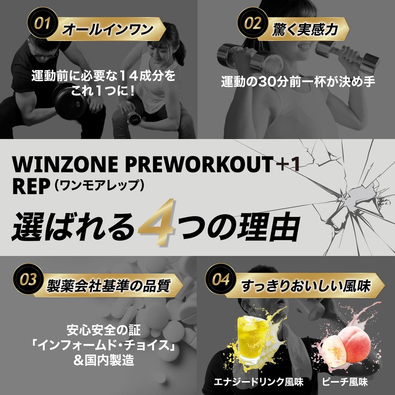 WINZONE（ウィンゾーン）プレワークアウト エナジードリンク風味300g 筋トレ クレアチン シトルリン アルギニン ビタミン