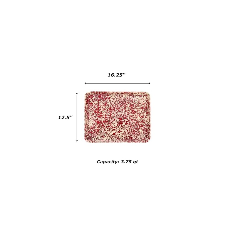 Enamelware Jelly Roll Pan, 16.25 x 12.5 inches, Blue/White Splatter