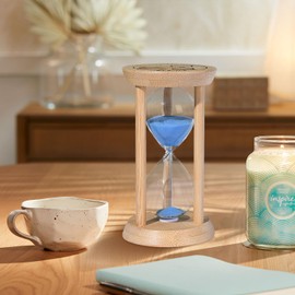 SuLiao Wooden Sand Timer 60 Minute Hourglass, Small Blue Sand Watch 60 Min, Reloj De Arenai Hour Glass Sandglass for Home Office Decorative Game Classroom