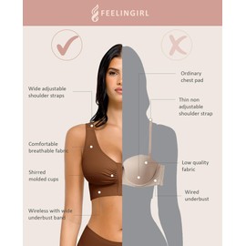 FeelinGirl Post Surgery Compression Bra - Women's Front Closure Bra with Adjustable Straps Wirefree, Dark Caramel, X-Large