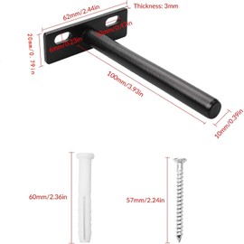 YEYIT 4 Pcs Floating Shelf Brackets, 4 Inch Solid Steel Hidden Blind Support, for Wall Mounted Backdrop Wall Shelf Wood Shelves