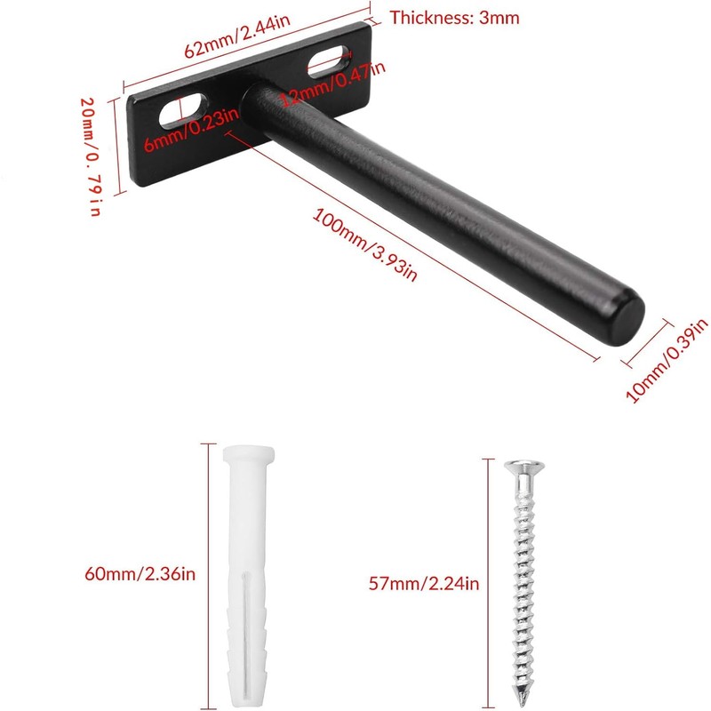 YEYIT 4 Pcs Floating Shelf Brackets, 4 Inch Solid Steel